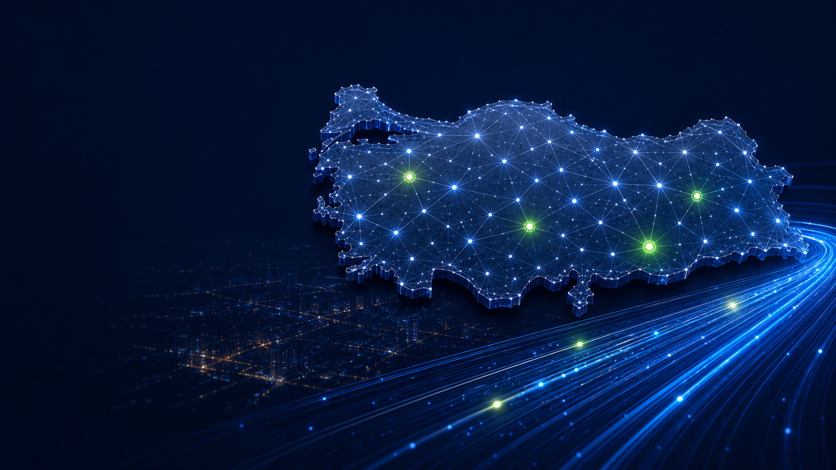 Türkiye genelindeki fiber ağ noktalarını gösteren üç boyutlu harita